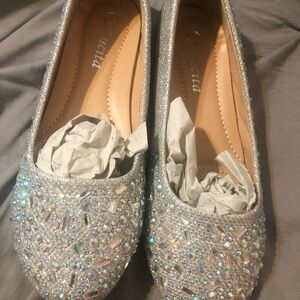 Girls' Silver Embellished Dress Flats
